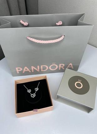 Набір ланцюжок + сережки pandora, фірмове пакування