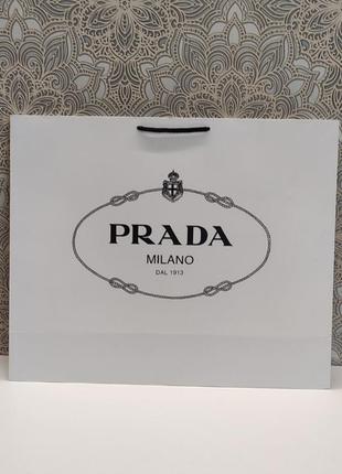 Фірмовий пакет під сумку взуття або гаманець білий подарунковий в стилі prada milano прада мілано2 фото