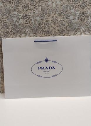 Фірмовий пакет під сумку взуття або гаманець білий подарунковий в стилі prada milano прада мілано2 фото