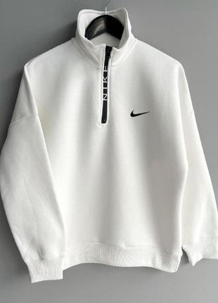 Мужская и женская флисовая кофта nike белая осень зима найсвитшот