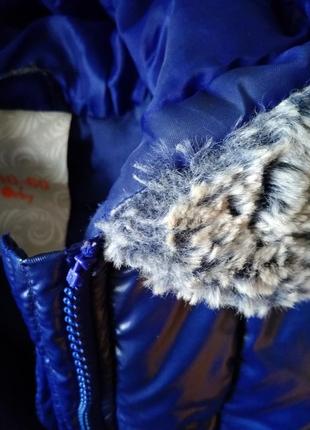 4-5 лет 110 см теплое зимнее синее пальто куртка пуховик на девочку3 фото