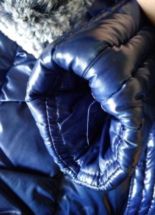 4-5 лет 110 см теплое зимнее синее пальто куртка пуховик на девочку6 фото