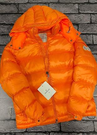 Чоловічий пуховик moncler оранжевий / куртки чоловічі від монклер1 фото