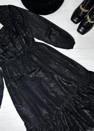 Черное длинное платье с серебристой нитью tu6 фото