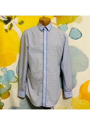 Оригинальная хлопковая рубашка d&amp;g dolce&amp;gabbana голубого цвета в полоску1 фото