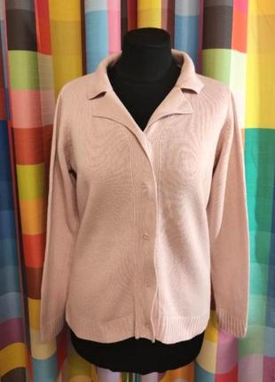 Жіноча  кашемірова кофта- кардиган пудрового кольору розміру l