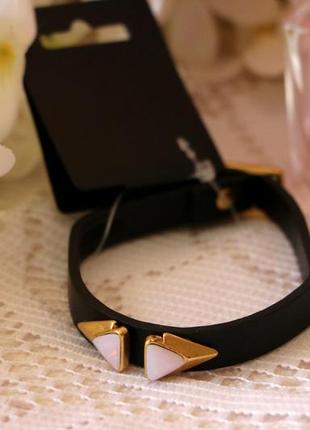 Кожаный черный браслет с кристаллами pilgrim дания элитная ювелирная бижутерия3 фото