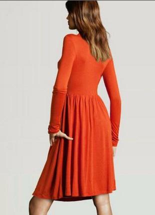 Оранжевое платье h&m миди до колена с запахом лето размер 44-46 rus5 фото