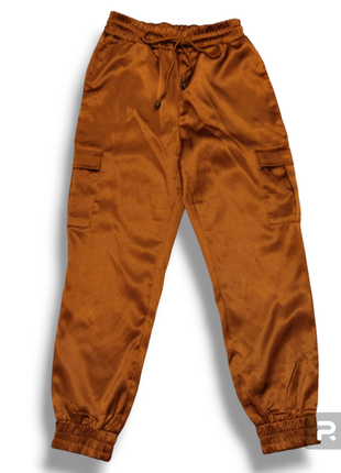 Атласные штаны карго. штаны с накладными карманами2 фото