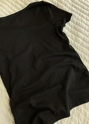 Черная базовая футболка, хлопковая футболка с принтом, летняя легкая7 фото