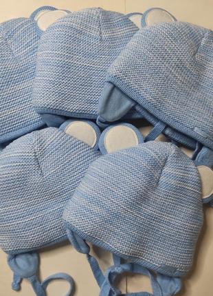 Шапка зимняя с ушками для новорожденных grans польша2 фото