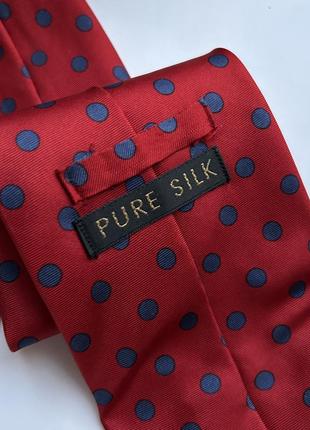 Шелковый галстук красная в горошек
