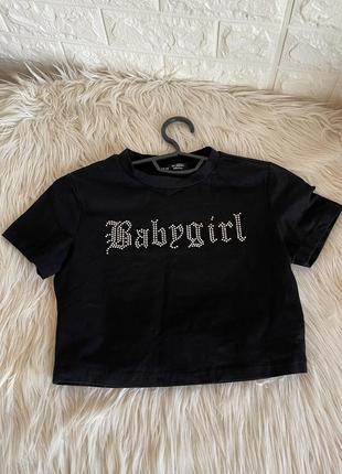 Топ зі стразами babygirl shein