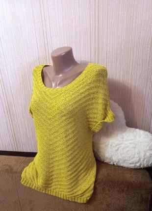 Лимонна жовта крутая кофта вязаная джемпер свитер без рукавов кофтинка3 фото