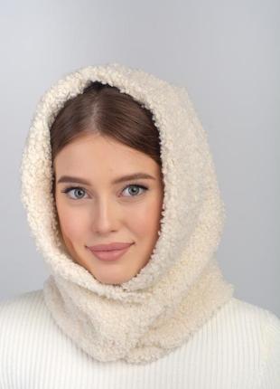 Женский теплый зимний капор букле, баранец
