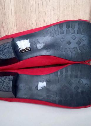 Женские туфли, классические лодочки красные с черным, под замшу, р. 409 фото