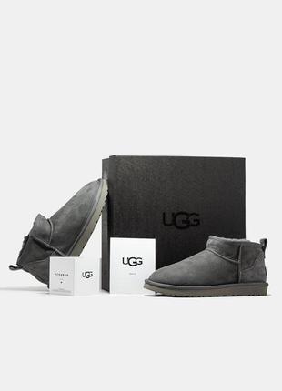 Женские угги ugg classic ultra mini grey ультра мини серого цвета