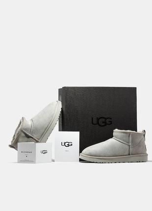 Женские угги ugg classic ultra mini grey ультра мини серого цвета