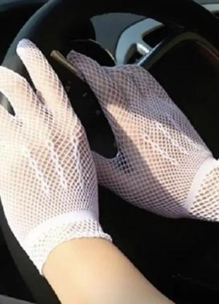 Женские ажурные перчатки белые 🤍