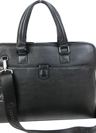 Шкіряний чоловічий портфель, сумка giorgio ferretti чорна2 фото