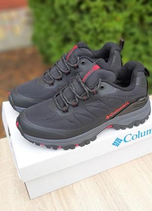 Зимові чоловічі кросівки columbia gore-tex black red термо