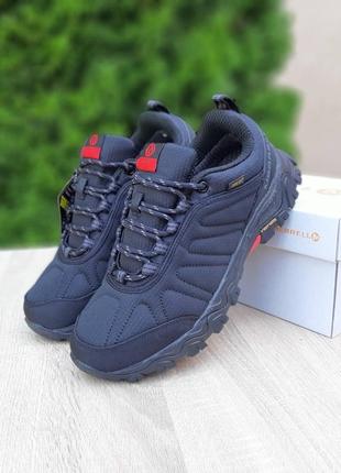 Зимние мужские кроссовки merrell moab gore-tex black red термо