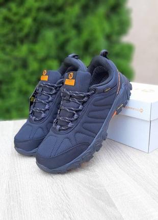 Зимние мужские кроссовки merrell moab gore-tex black orange термо