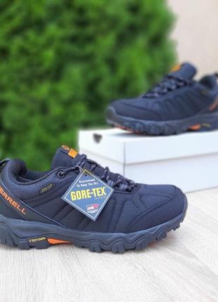 Зимние мужские кроссовки merrell moab gore-tex black orange термо3 фото