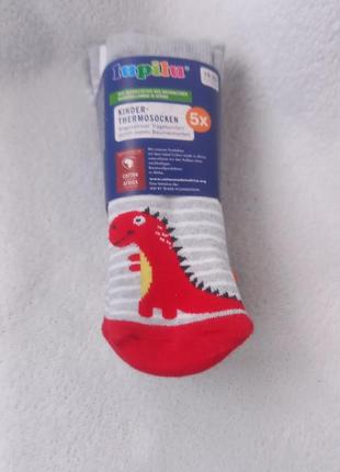 Комплект 5 пар теплі махрові термо шкарпетки   розмір 19 20 21 22 19-22 lupilu динозаври5 фото