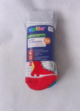 Комплект 5 пар теплі махрові термо шкарпетки   розмір 19 20 21 22 19-22 lupilu динозаври2 фото