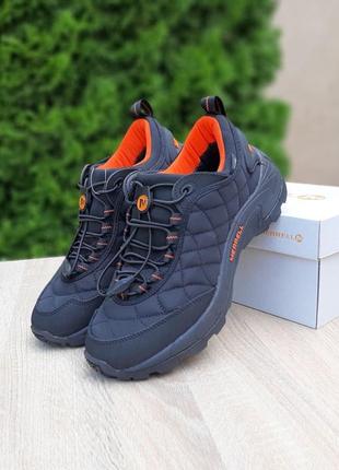 Зимові чоловічі кросівки merrell ice cup moc black orange термо