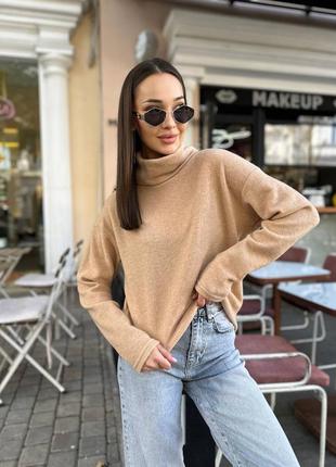 Теплый гольф,ангора с горлом 42-46 оверсайз розовый,беж,синий,масло,серый