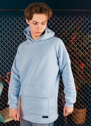 Худі south basic fleece blue oversize4 фото