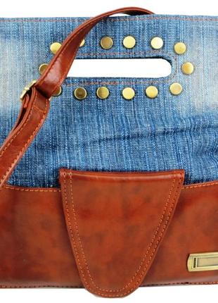 Женская джинсовая сумка небольшого размера fashion jeans bag синяя6 фото