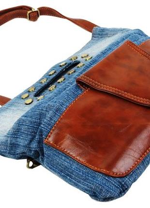 Женская джинсовая сумка небольшого размера fashion jeans bag синяя5 фото