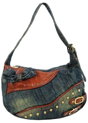 Женская джинсовая сумочка fashion jeans bag синяя2 фото