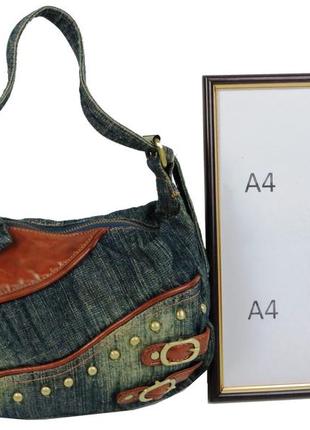 Женская джинсовая сумочка fashion jeans bag синяя10 фото