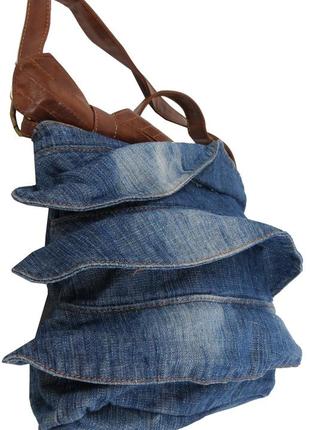 Женская джинсовая сумка fashion jeans bag синяя7 фото