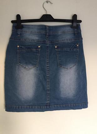 Стильная джинсовая юбка спереди пуговицы s/m высокая посадка, талия5 фото