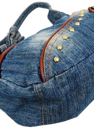 Женская джинсовая сумка fashion jeans bag синяя7 фото