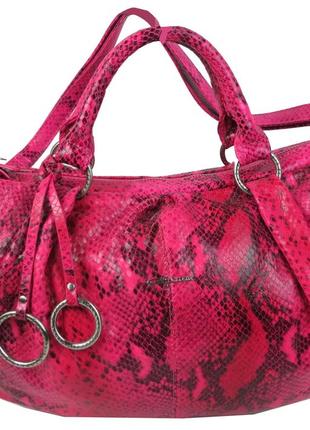 Жіноча сумка з натуральної шкіри під рептилію giorgio ferretti рожева1 фото
