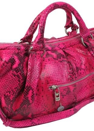 Жіноча сумка з натуральної шкіри під рептилію giorgio ferretti рожева5 фото