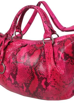 Жіноча сумка з натуральної шкіри під рептилію giorgio ferretti рожева4 фото