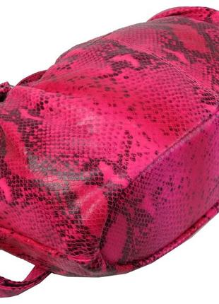 Жіноча сумка з натуральної шкіри під рептилію giorgio ferretti рожева7 фото