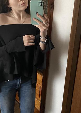 Блуза с открытыми плечами топ без плечей zara оригинал новый