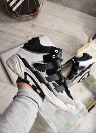 Adidas niteball mid white black хутро