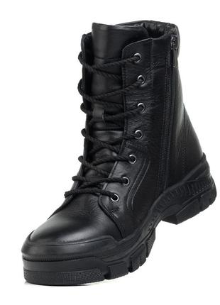 Ботинки зимние женские черные кожаные с молнией 512цz5 фото