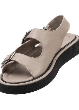 Босоніжки жіночі бежеві шкіряні 1537лz-а5 фото