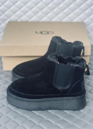 Челси замшевые угги на платформе женские ugg челси замш зима черные3 фото