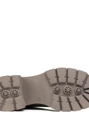 Ботинки зимние женские кожаные бежевые на резинке и каблуке 1617ц-а6 фото